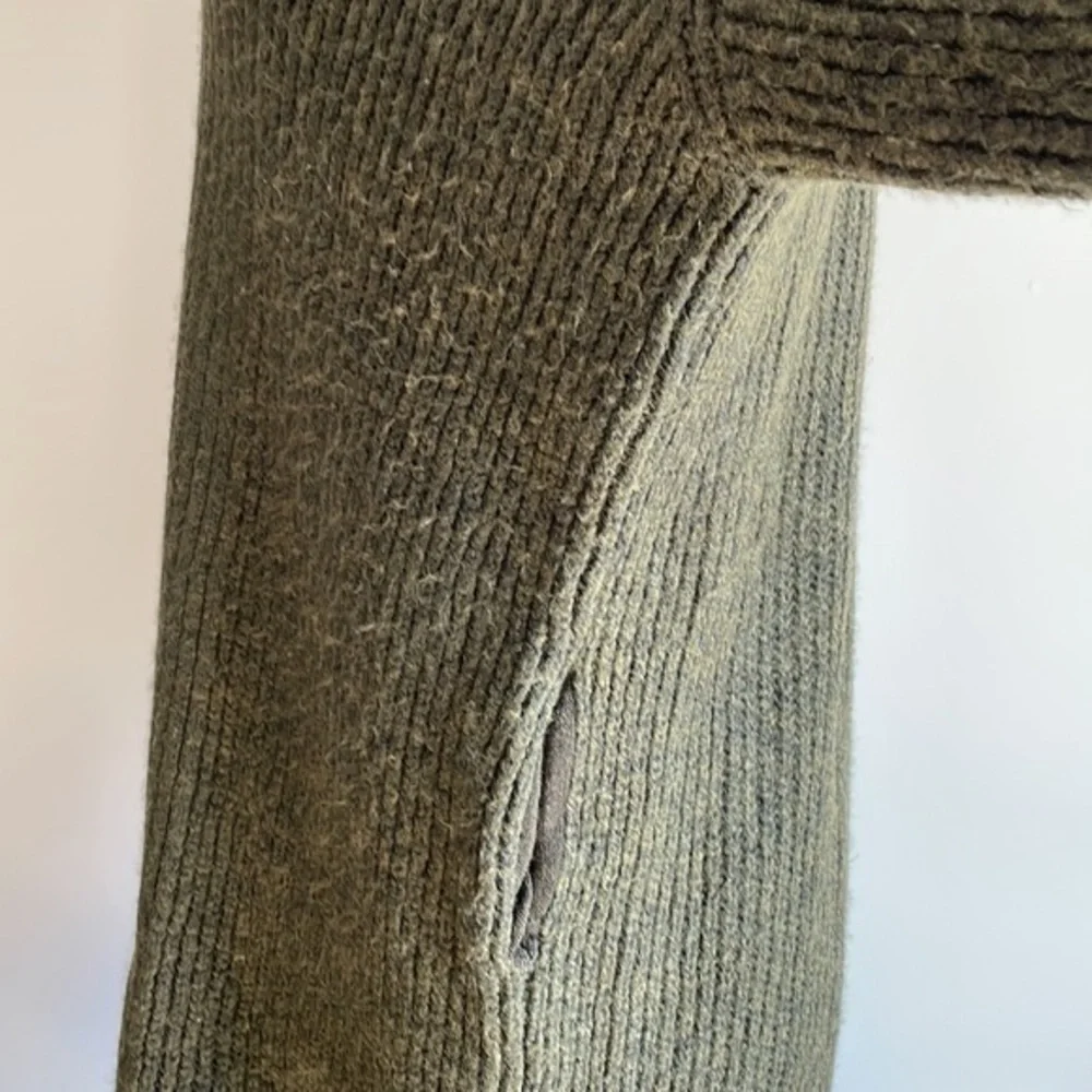 Topshop long cardigan sweater women Olive Green Long Ribbed Open Front  Sz 8-10